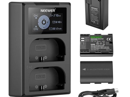 NEEWER 2-Pack LP-E6 2000mAh Canon Replacement Battery Charger Set Cheap