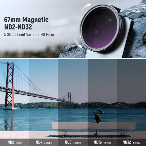 NEEWER Clip On 67mm ND2-32 Magnetic Phone Lens Filter Kit Supply