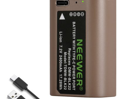 NEEWER 2400mAh DMW-BLK22 Replacement Battery For Lumix Cameras Supply