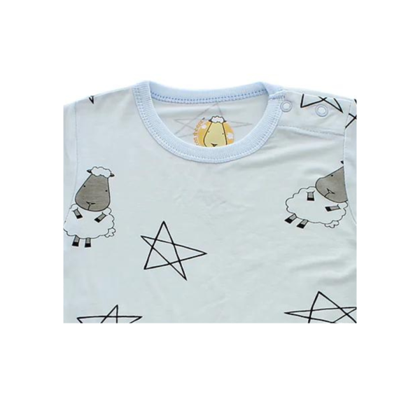 Baa Baa Sheepz Romper Short Sleeve Big Star & Sheepz Blue - 6M Sale