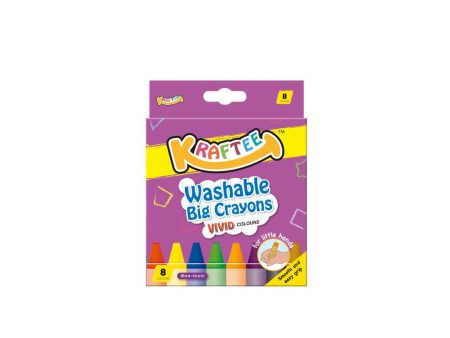 Kraftee 8ct Washable Big Crayons Hot on Sale