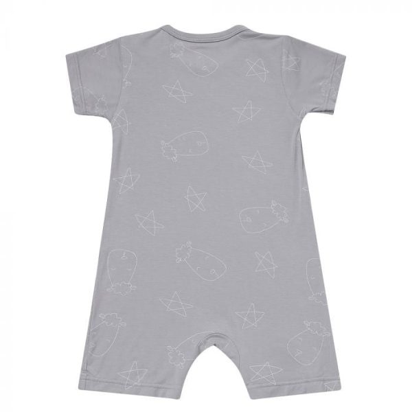 Baa Baa Sheepz Romper Short Sleeve Cute Big Star & Head Grey - 6M Discount