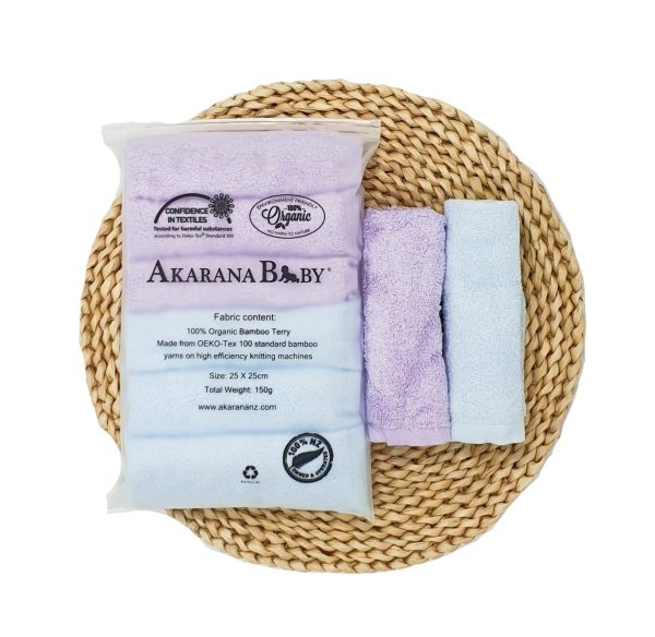 Akarana Organic Bamboo Washcloth Set (6pcs) Sale