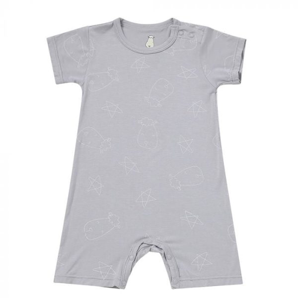 Baa Baa Sheepz Romper Short Sleeve Cute Big Star & Head Grey - 12M Supply