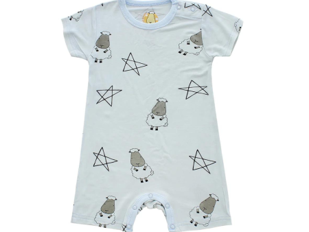 Baa Baa Sheepz Romper Short Sleeve Big Star & Sheepz Blue - 6M Sale